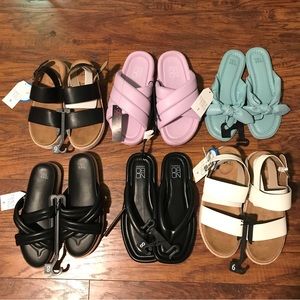 Time & Tru No Boundaries 6 Pairs of Sandals Slides Bundle
